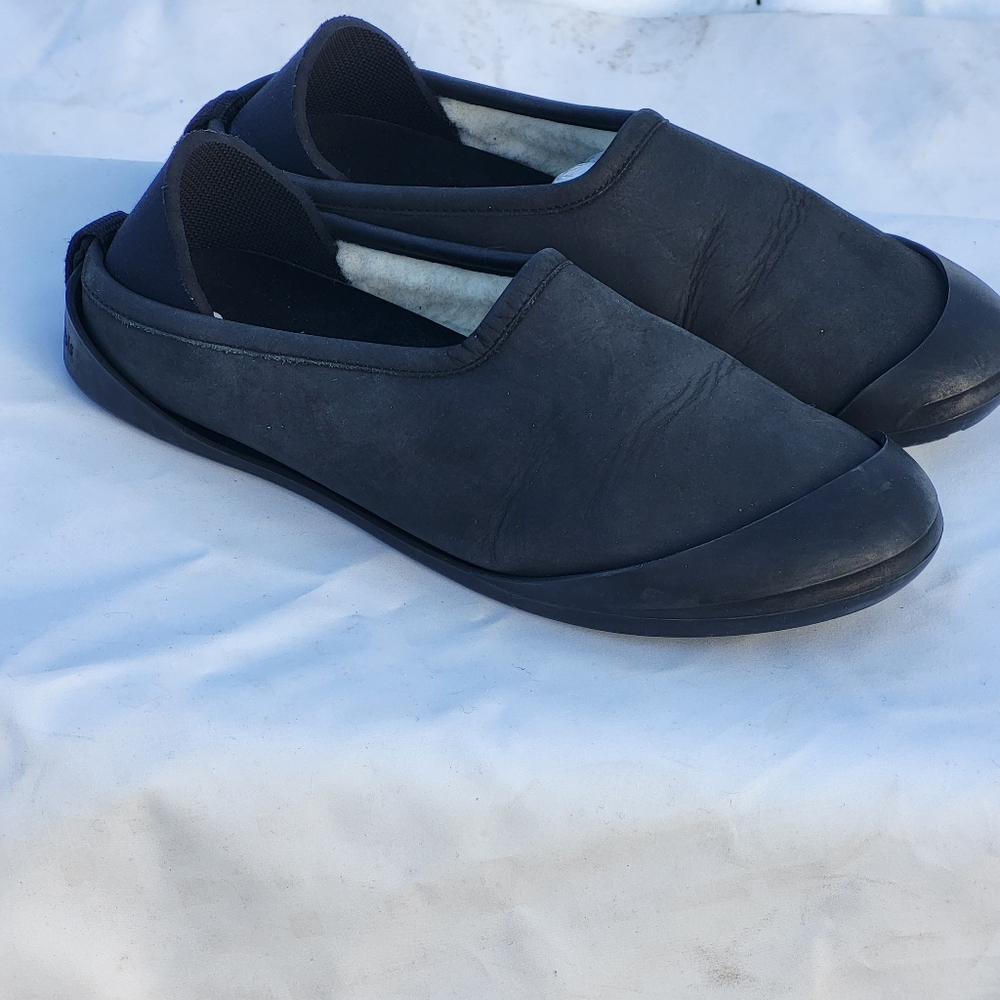 Mahabis Luxe Black Slipper Insulted Womens Leather Flat Shoes